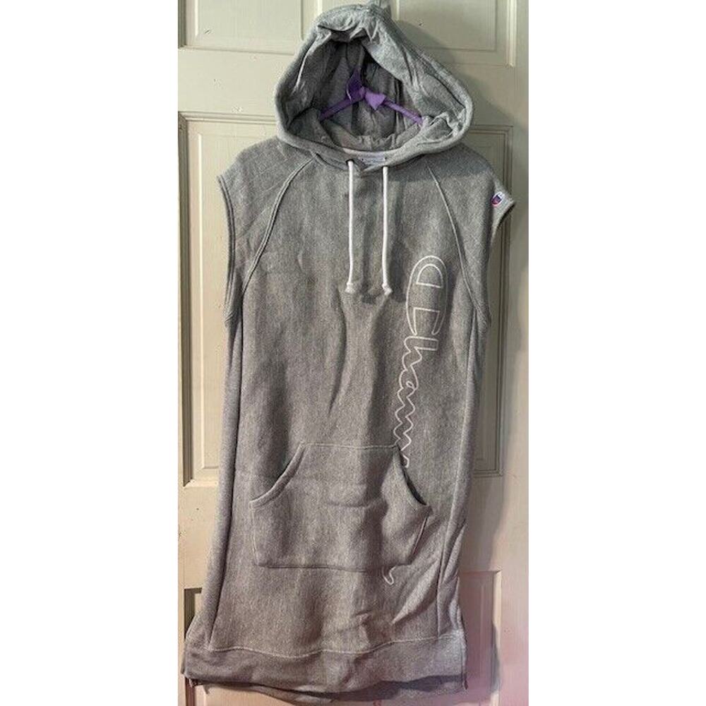 CHAMPION Hoodie Dress Women's Small Reverse Weave Athletic Gray Pockets NEW